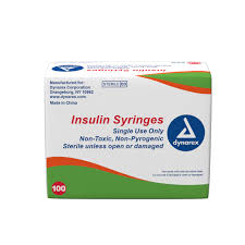 Dynarex 6955 Insulin Syringe N/S, 1cc, 27G, 1/2" Needle