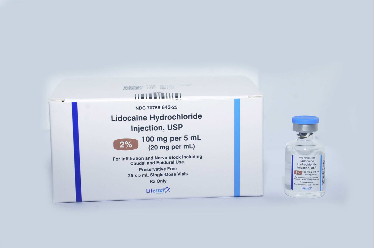 LIDOCAINE HCL 2% 100 MG SDV 5 ML, 25/box